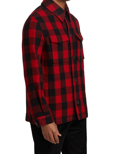 Shop Ami Alexandre Mattiussi Men's Plaid Wool Shirt In Noir Rouge