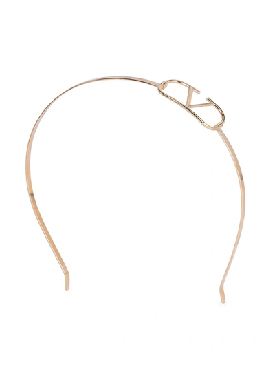 Shop Valentino Women's Vlogo Hair Band In Gold