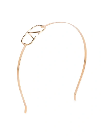 Shop Valentino Women's Vlogo Hair Band In Gold