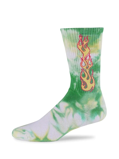 Shop Palm Angels Tie Dye Flame Crew Socks