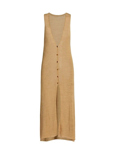 Shop Cult Gaia Holly Sleeveless Knit Button-front Top In Light Camel