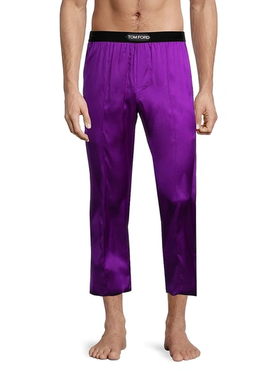 Shop Tom Ford Men's Stretch-silk Pajama Pants In Black