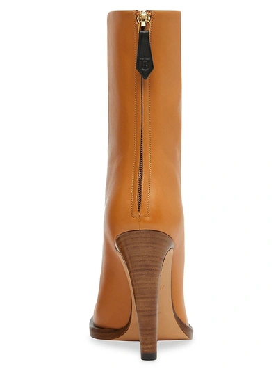 Shop Burberry Square-toe Leather Boots In Ochre