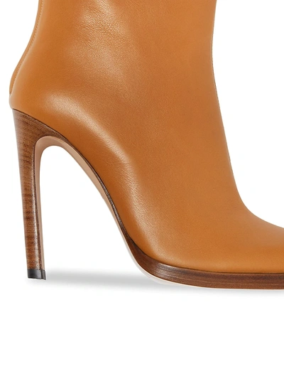 Shop Burberry Square-toe Leather Boots In Ochre
