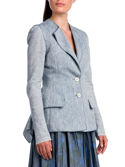 Shop Agnona Knit-sleeve Chambray Jacket