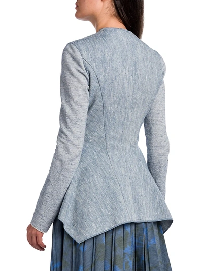 Shop Agnona Knit-sleeve Chambray Jacket