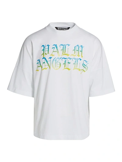 Shop Palm Angels Men's Hue Gothic Logo T-shirt In White Multi