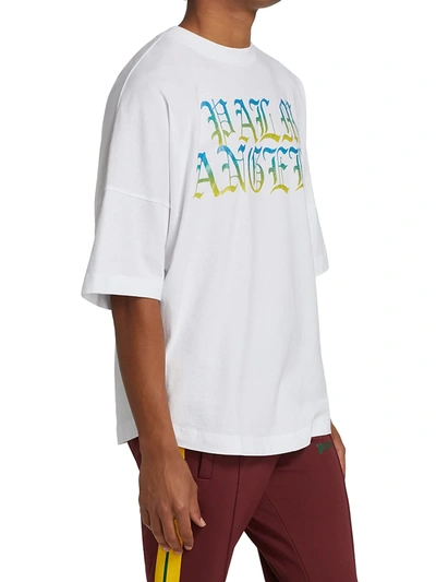 Shop Palm Angels Men's Hue Gothic Logo T-shirt In White Multi
