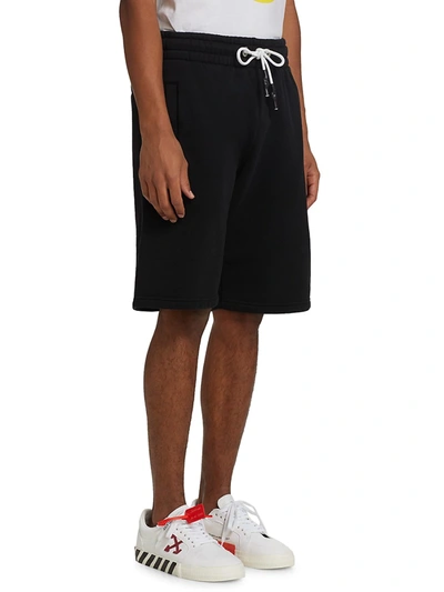 Shop Palm Angels Burning Head Sweatshorts In Black Yellow