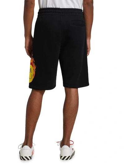 Shop Palm Angels Burning Head Sweatshorts In Black Yellow