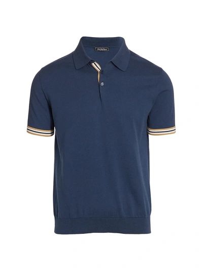 Shop Saks Fifth Avenue Collection Short-sleeve Polo In Navy Camel