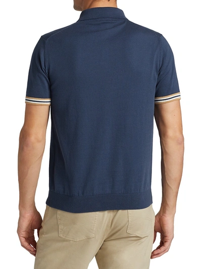 Shop Saks Fifth Avenue Collection Short-sleeve Polo In Navy Camel