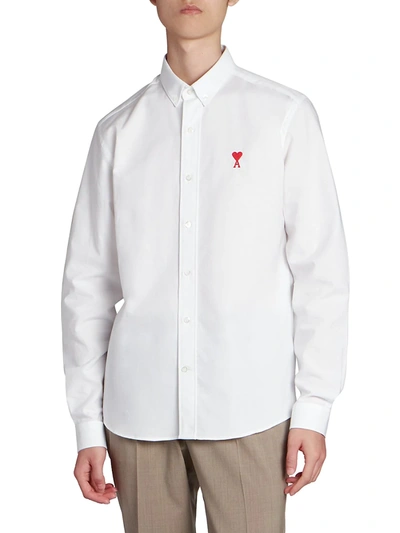 Shop Ami Alexandre Mattiussi Ami De Coeur Logo Patch Sport Shirt In White