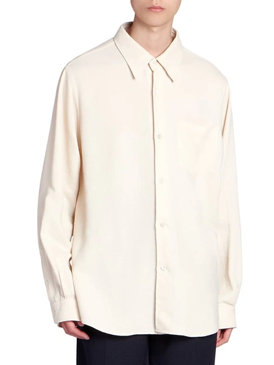 Shop Ami Alexandre Mattiussi Summer-fit Long-sleeve Shirt In Ecru