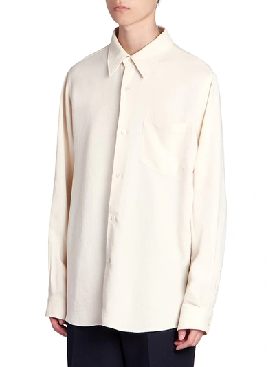 Shop Ami Alexandre Mattiussi Summer-fit Long-sleeve Shirt In Ecru