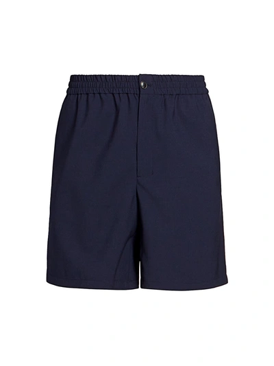 Shop Ami Alexandre Mattiussi Men's Elasticized-waist Bermuda Shorts In Navy