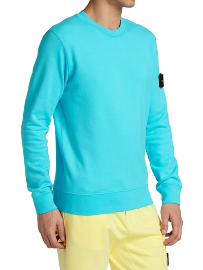 Shop Stone Island Core Fleece Crewneck Sweatshirt In Aqua