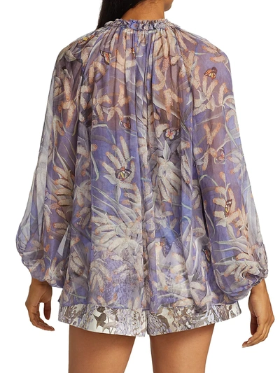 Shop Zimmermann Women's Wild Botanica Drawn Swing Blouse In Pandanus