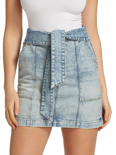 Shop Jonathan Simkhai Standard Kennie Tie-waist Denim Mini Skirt In Manhattan Vintage