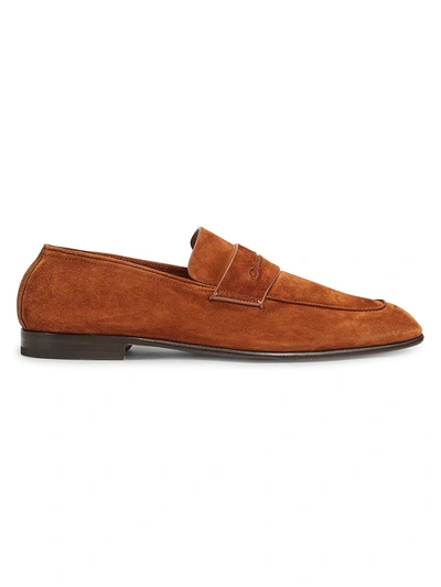 Shop Ermenegildo Zegna Men's Lasola Suede Moccasins In Brown