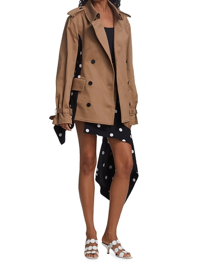 Shop Monse Cascade Trench Polka Dot Skirt In Dark Khaki Multi