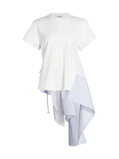 Shop Monse Eyelet Panel T-shirt In White Multi