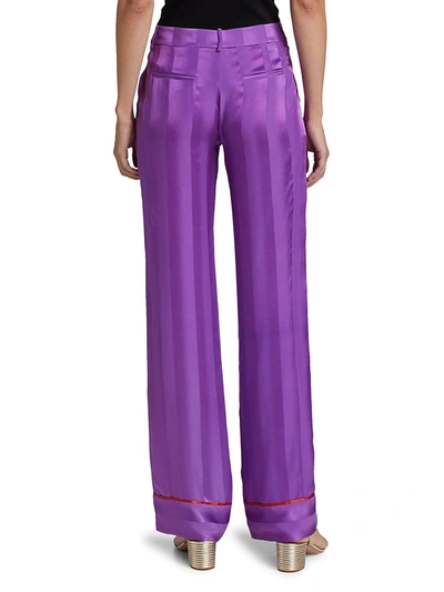 Shop Adriana Iglesias Olbia Piped Silk Pants In Purple Shadow