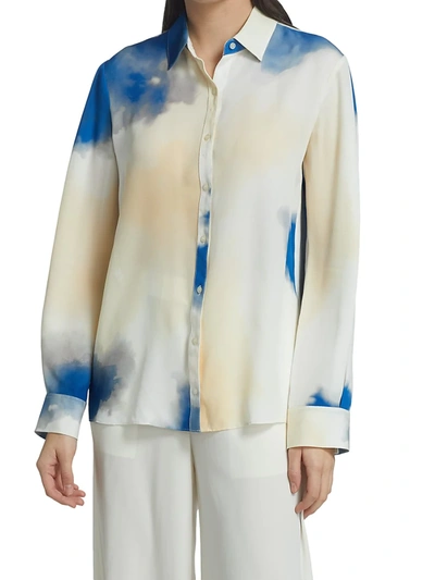 Shop Co Women's Tie-dye Silk Blouse In Neutral