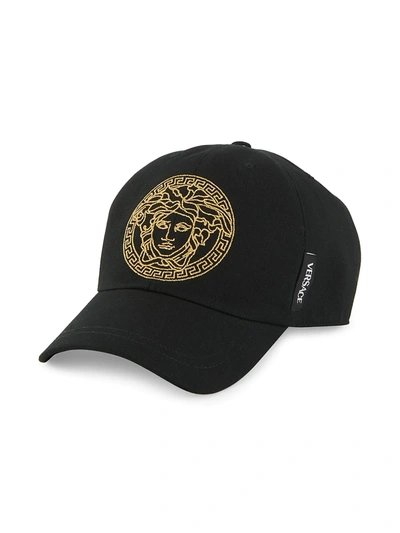 Shop Versace Medusa Logo Baseball Cap In Black