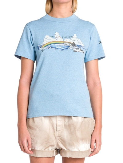 Shop Stella Mccartney Rainbow Dolphin T-shirt In Blue Washed