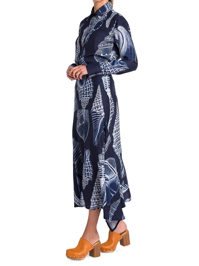 Shop Stella Mccartney Ariah Shell-print Silk Skirt In Navy