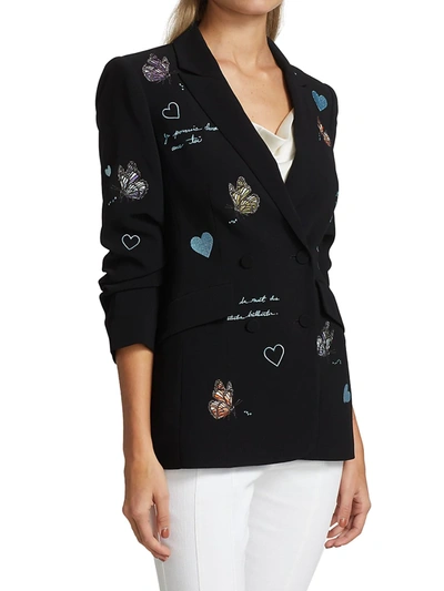 Shop Cinq À Sept Women's Butterfly Love Lila Blazer In Black Multi