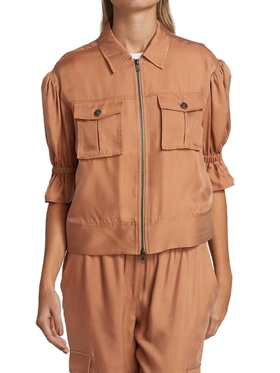 Shop Cinq À Sept Women's Holly Puff-sleeve Utility Jacket In Light Cinnamon