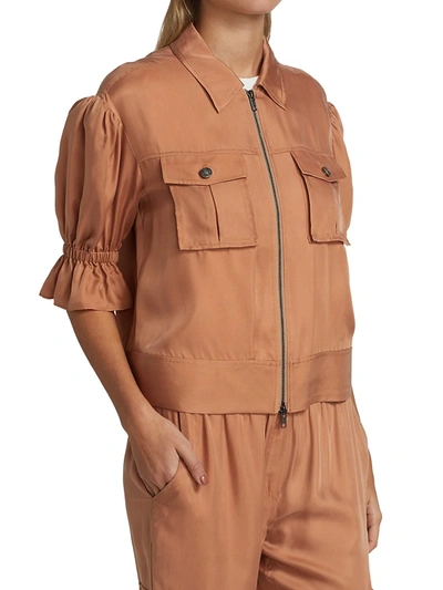 Shop Cinq À Sept Women's Holly Puff-sleeve Utility Jacket In Light Cinnamon