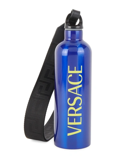 Shop Versace Logo Reusable Water Bottle In Royal Blue