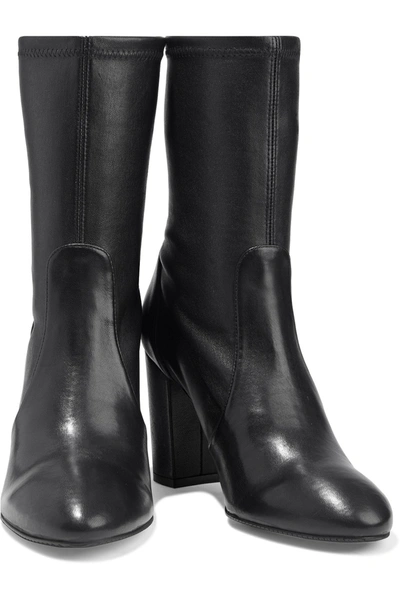 Shop Stuart Weitzman Yuliana Stretch-leather Sock Boots In Black