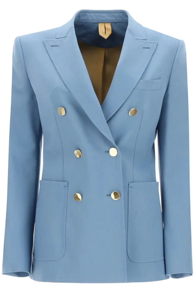 Shop Max Mara Gesto Wool Mohair Blazer In Blue,light Blue