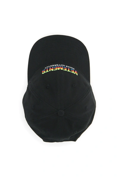 Shop Vetements Baseball Cap Think Differently Logo In Black