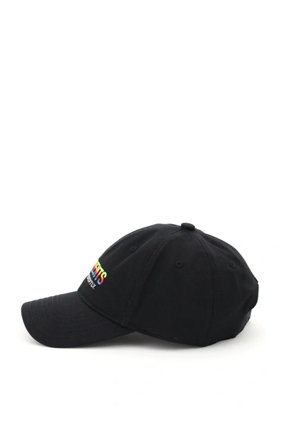 Shop Vetements Baseball Cap Think Differently Logo In Black