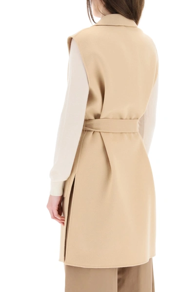 Shop Weekend Max Mara Educata Long Waistcoat In Beige