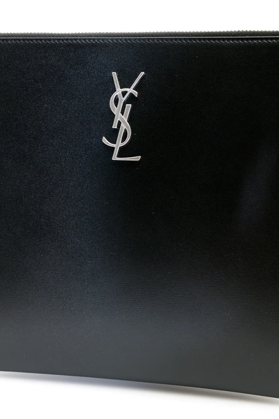 Shop Saint Laurent Monogram Ipad Case In Black