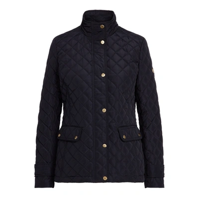 Shop Lauren Ralph Lauren Quilted Mockneck Jacket In Dark Navy