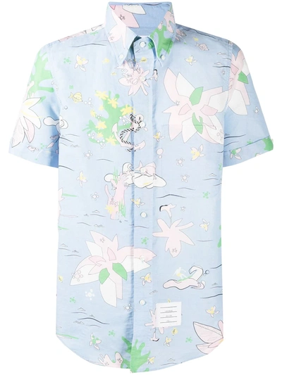 Shop Thom Browne All-over Graphic-print Shirt In Blue