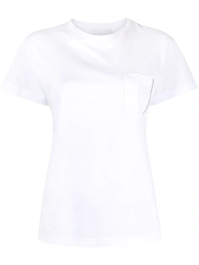 Shop Fabiana Filippi Metallic-trimmed T-shirt In White