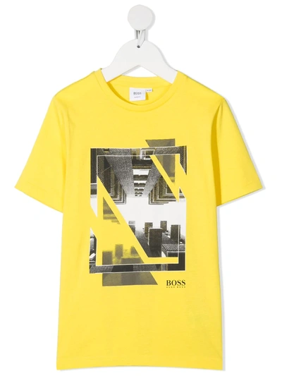 Shop Bosswear Graphic-print Cotton T-shirt In Yellow