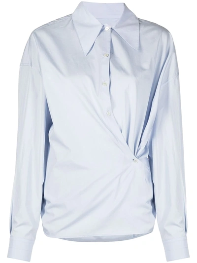 Shop Lemaire Asymmetric Cotton Shirt In Blue