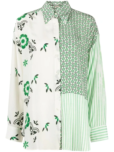 Shop Ermanno Scervino Patchwork-design Long-sleeve Shirt In Green