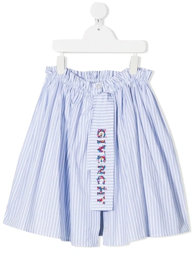 Shop Givenchy Teen Embroidered Striped Skirt In White