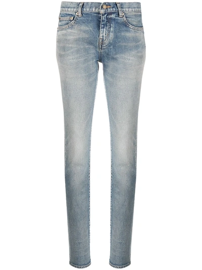 Shop Saint Laurent Low Rise Skinny Jeans In Blue