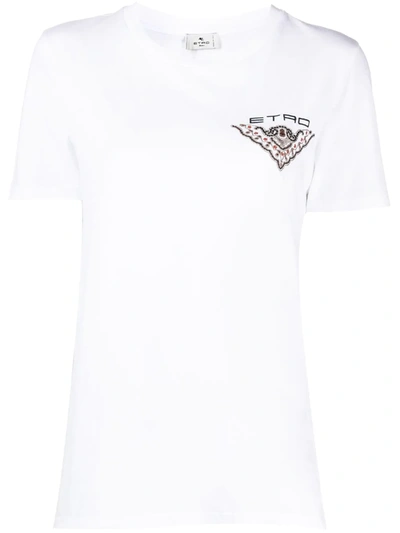 Shop Etro Embroidered Back Motif Cotton T-shirt In White